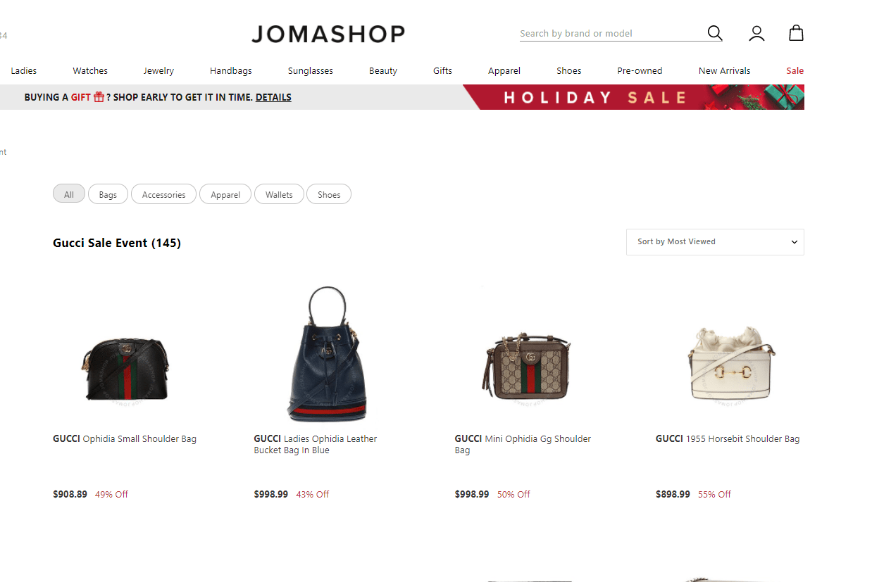 Jomashop优惠码2024 jomashop现有Gucci精选商品低至5折促销可叠加满减